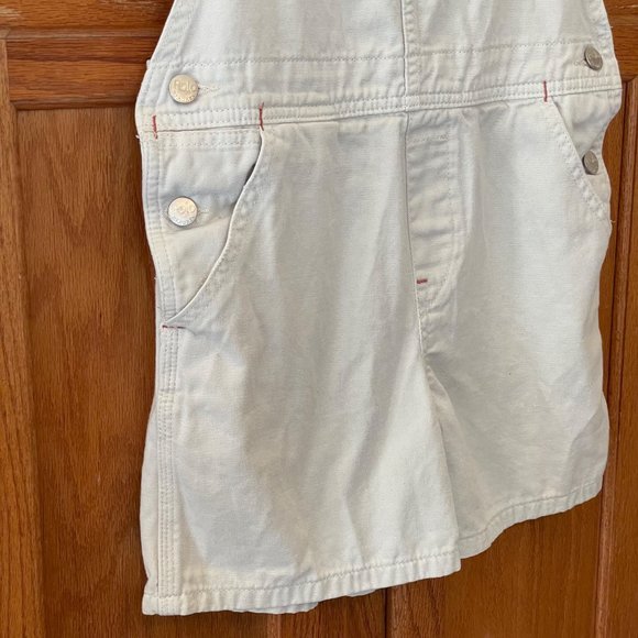 Polo Ralph Lauren Kids Girls L (12/14) Denim Shortalls Cream Beige 100% Cotton - Picture 13 of 15